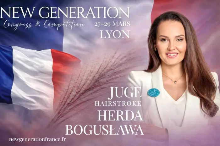 Plakat New Generation Lyon 2026 — Bogusława Herda, jurorka Hairstroke