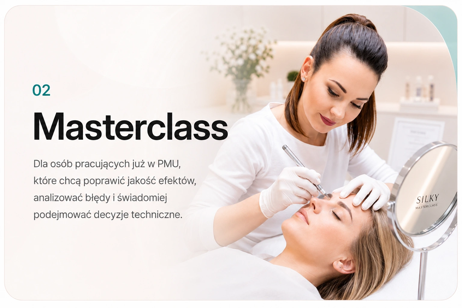 Masterclass — Dla osób pracujących już w PMU, które chcą poprawić jakość efektów, analizować błędy i świadomiej podejmować decyzje techniczne.