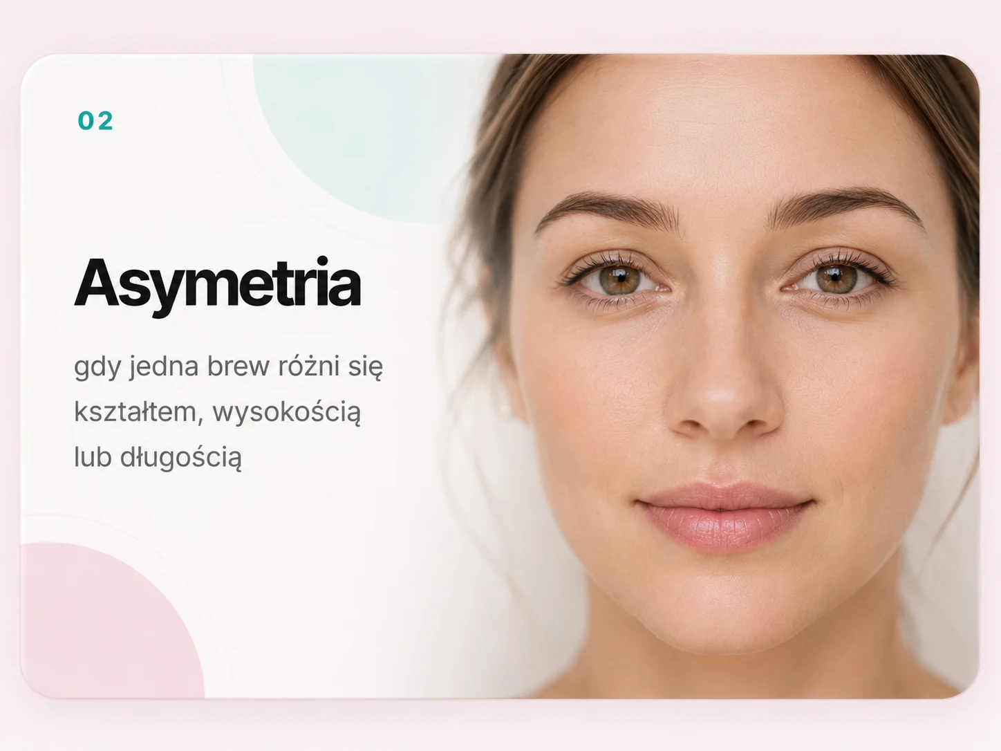 Asymetria brwi — kiedy jedna brew różni się kształtem, wysokością lub długością